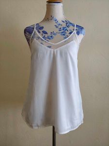 White Sheer V-Neck Tank