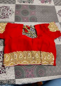 Hot Red Colour Saree With Blouse