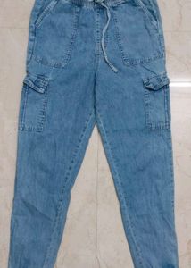 Denim Cargo Joggers