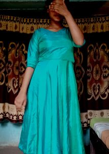 Peacock 🦚 Blue Double Layered Flair Dress