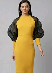 Musterd Yellow Bodycon Dress