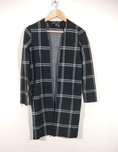 Forever New Black Checks Winter Overcoat (Women's)