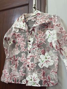 Floral Sheer Button-Up Top