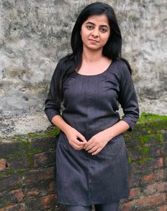 Black Kurti Set with Yellow Dupatta