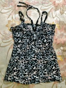 Beaded Imported Y2K Leopard Print Vintage Top