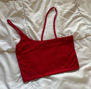 PLT red asymmetrical tank top
