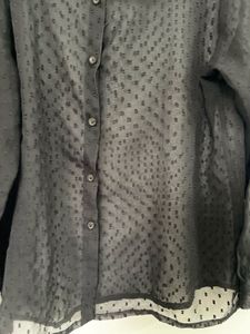 Sheer Black Button-Down Top