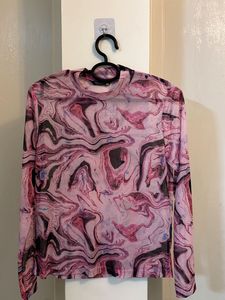 Marble Print Mesh Top