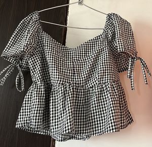 Gingham Peplum Top