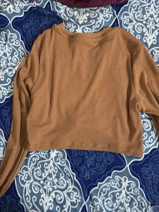 Brown &#34;Bad Vibes Only&#34; Graphic Crop Top