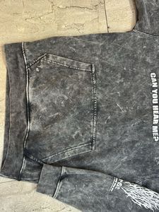 Unisex Grey Graphic Print Hoodie