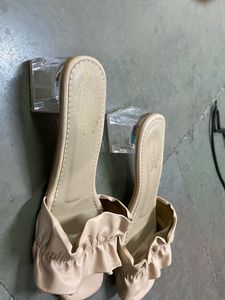 Cute Beige Ruffle Heels