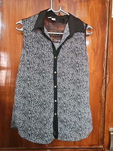 Sleeveless Button-Down Top