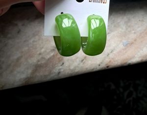 Green Hoop Earrings