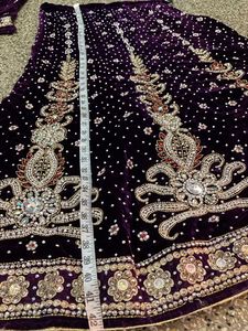 Elegant Purple Velvet Lehenga Choli Set