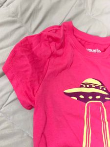 Pink Alien UFO Graphic Tee