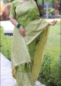 Elegant Lime Green Art Silk Saree
