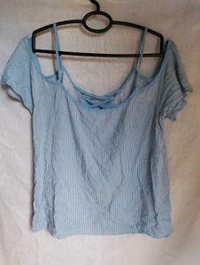 Cute Blue Striped Top