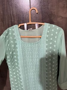 Mint Green Embroidered Kurti