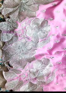 Pink Floral Embroidered Fabric