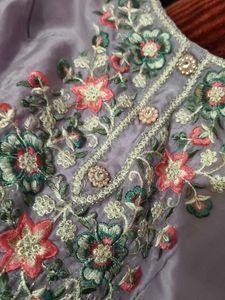 Embroidered Lavender Kurta Set