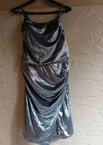 Silver Velvet Mini party Dress