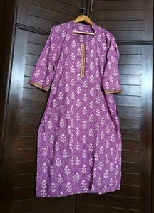 Women Purple Cotton Printed Suit Set