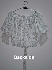 Floral Off-Shoulder Tie-Front Top