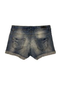 Embellished Distressed Denim Shorts