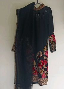 Elegant Embroidered Black Suit