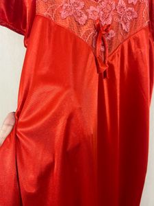 Designer Red Nighty With Overcoat