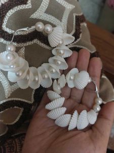 Shell &amp; Pearl Hoop Earrings