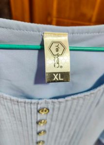 Elegant Blue Ruffle Sleeve Top