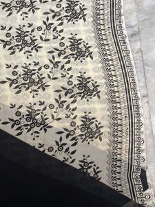 Black &amp; Beige Floral Print Saree