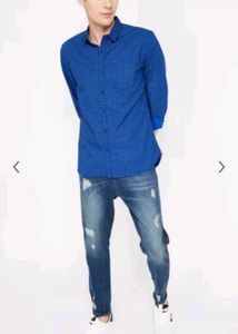Allen Sony Blue Checked Shirt Men