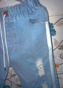 Distressed Denim Joggers