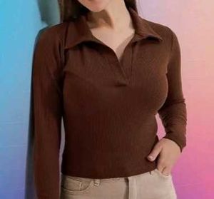 Coffee Color Long Sleeve Top