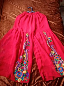 Girls Red Embroidered Dress