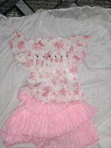New Pink Baby Skirt and Frock Set