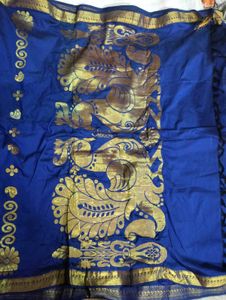Elegant Royal Blue &amp; Gold Saree