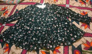 Black Colour Top With Little Flower Print