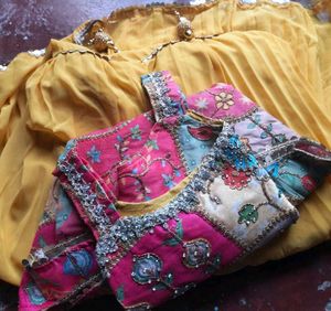 Embroidered Lahenga for Haldi