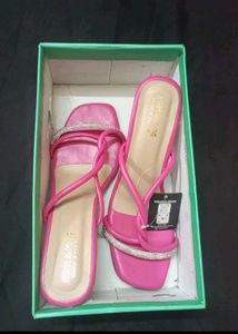 Pink Square Toe Heel Mules