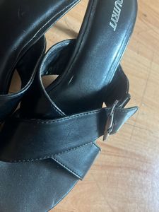 Black Cross Heel Sandals