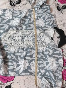 Grey Printed Kurta Set