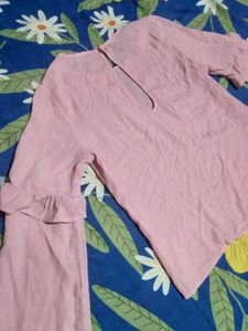 Blush Pink Bell Sleeve Top