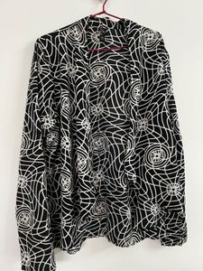 Patterned Black Shrug Top