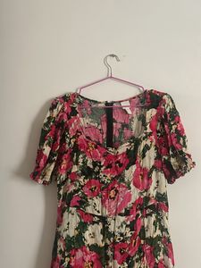 Floral Mini Dress With Side Slit