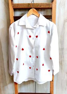 White Designer Cotton Shirt Size-38