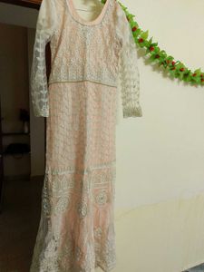 Traditional 🌸💮Peach Colour Embroidery LongFrock